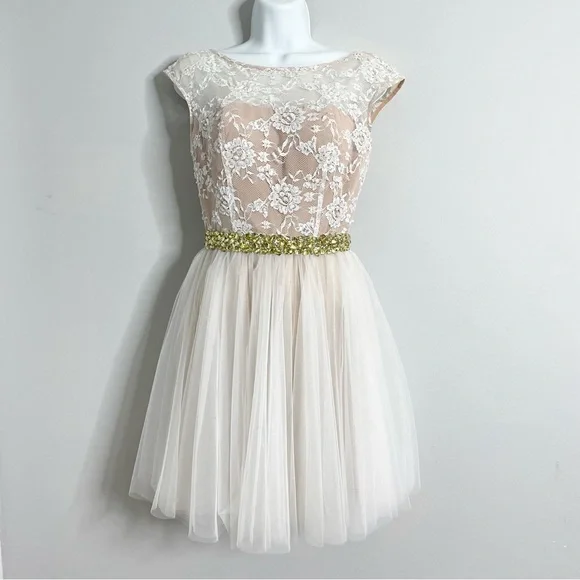 Sherri Hill Dresses | Sherri Hill Cocktail Dress | Color: Tan/White | Size: 2 | Rtnoveltyshop's Closet